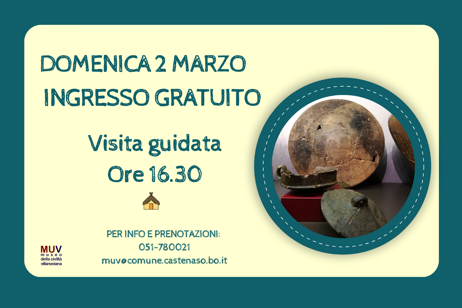 foto oggetti rituali funerari della cultura villanoviana. Informazione ingresso gratuito 2 marzo ore 16:30