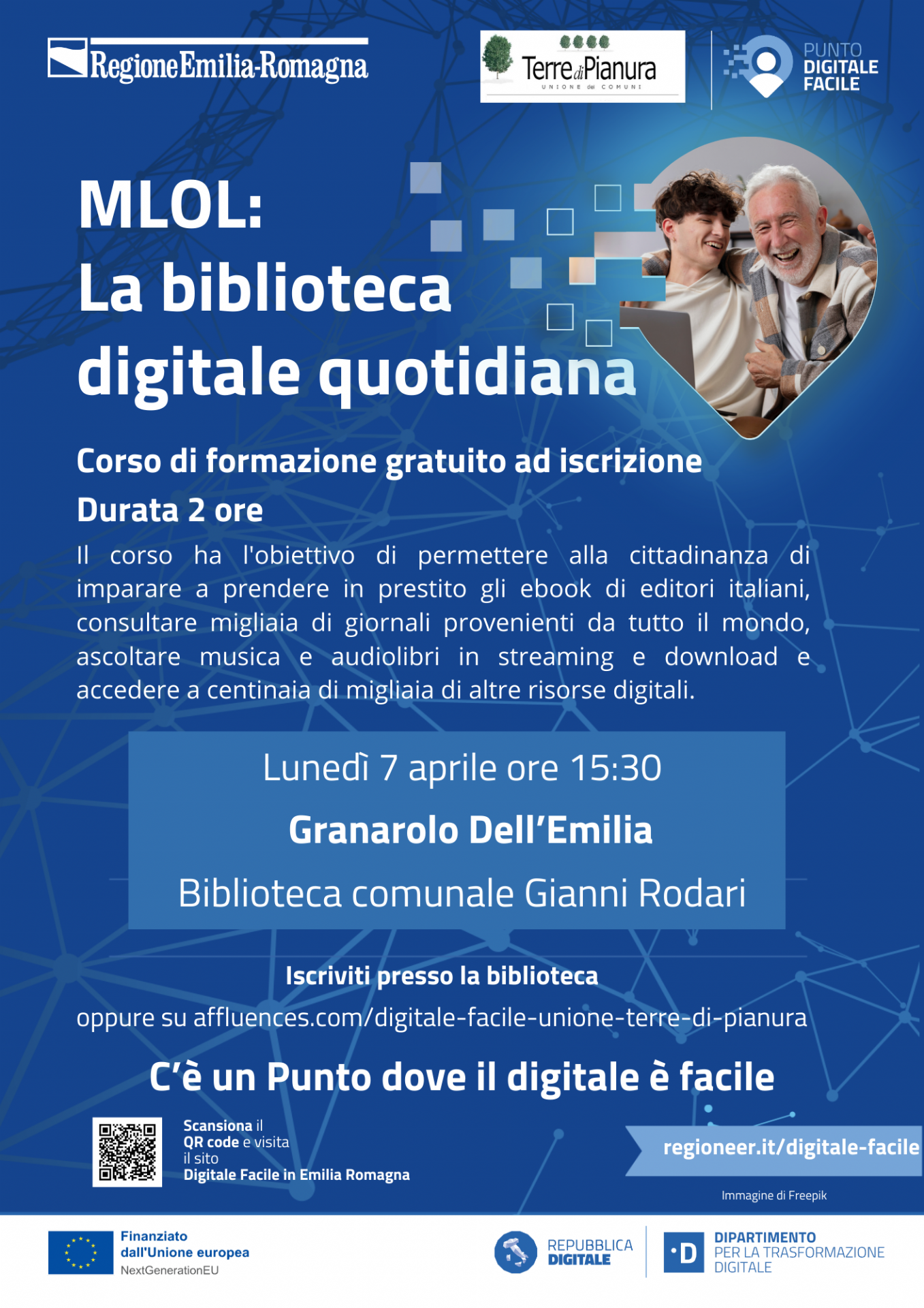 Volantino iniziativa corso MLOL a Granarolo