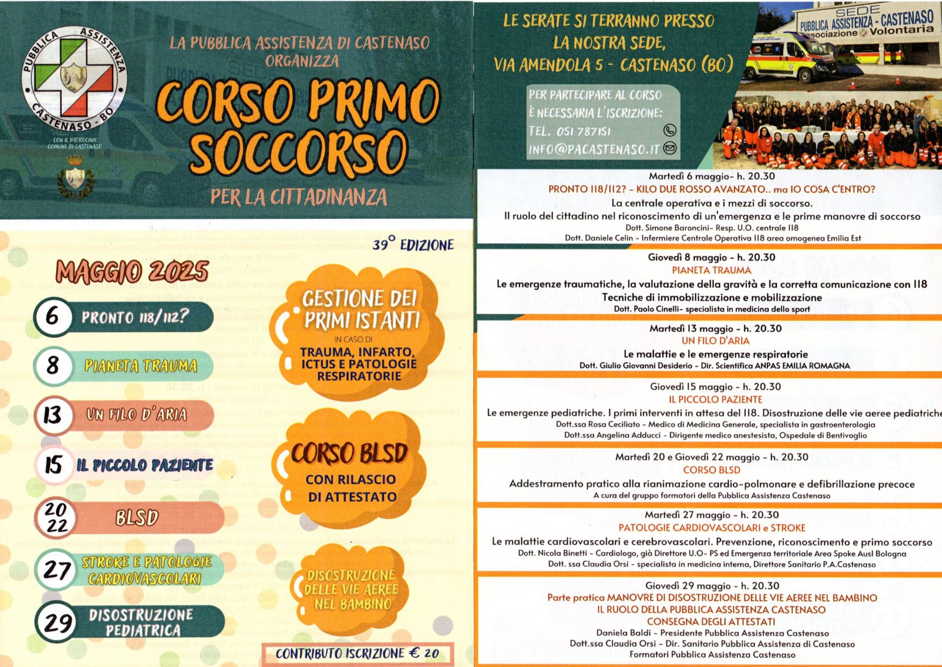 Locandina corso primo soccorso per la cittadinanza