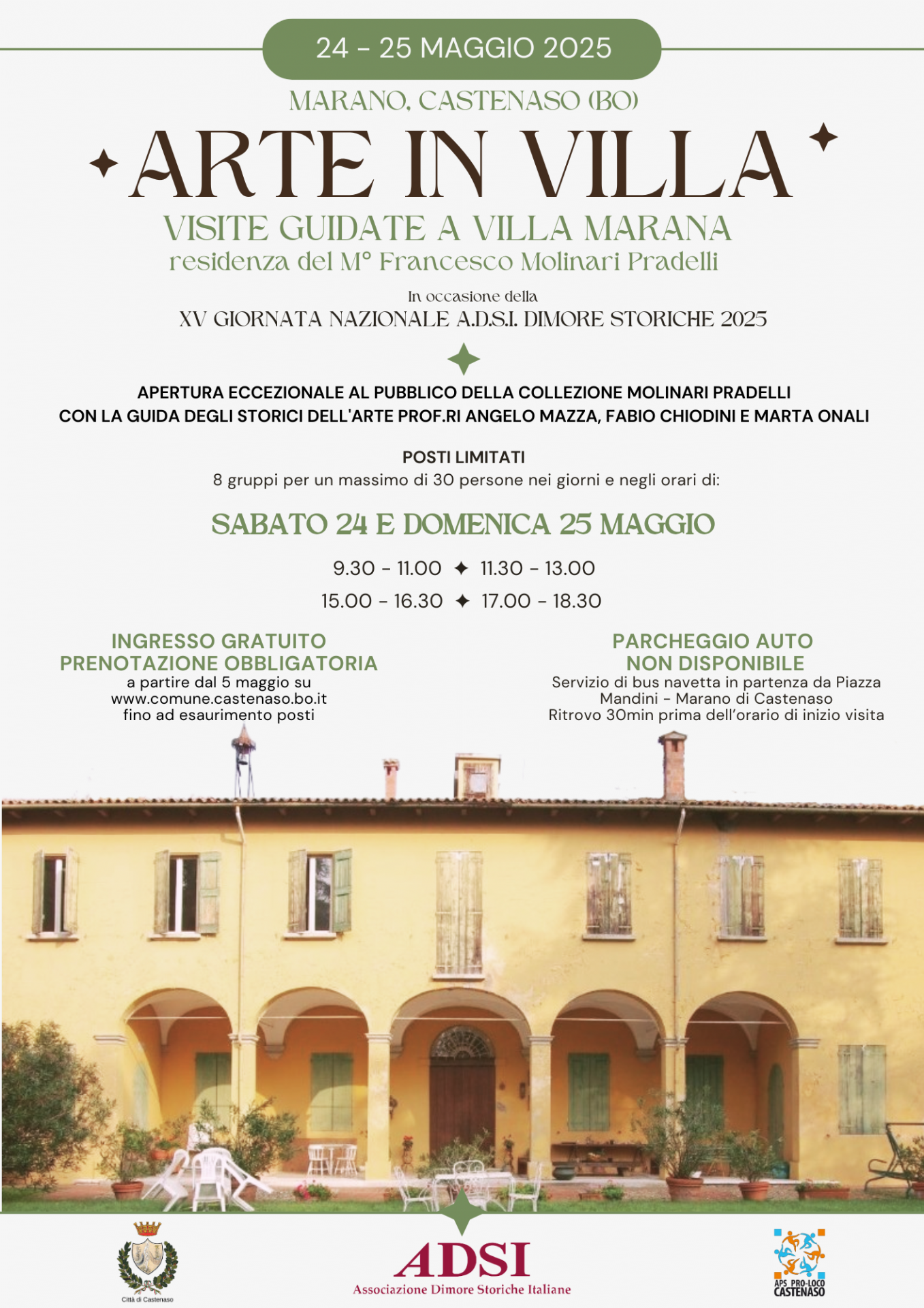 Locandina Arte in Villa. Fotografia della villa Marana