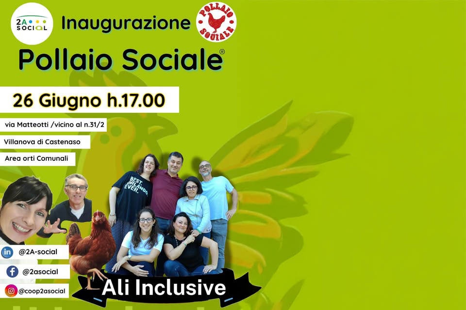 locandina dell'evento di inaugurazione del pollaio sociale