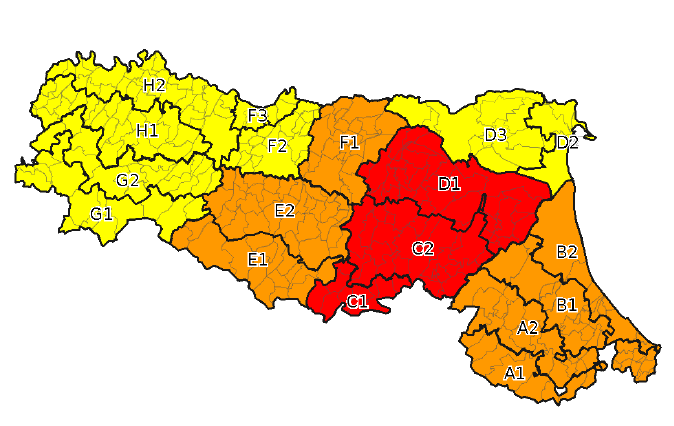 Mappa zone di allerta meteo