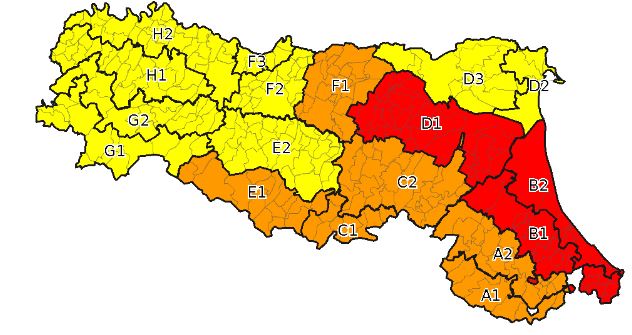 Mappa zone di allerta meteo