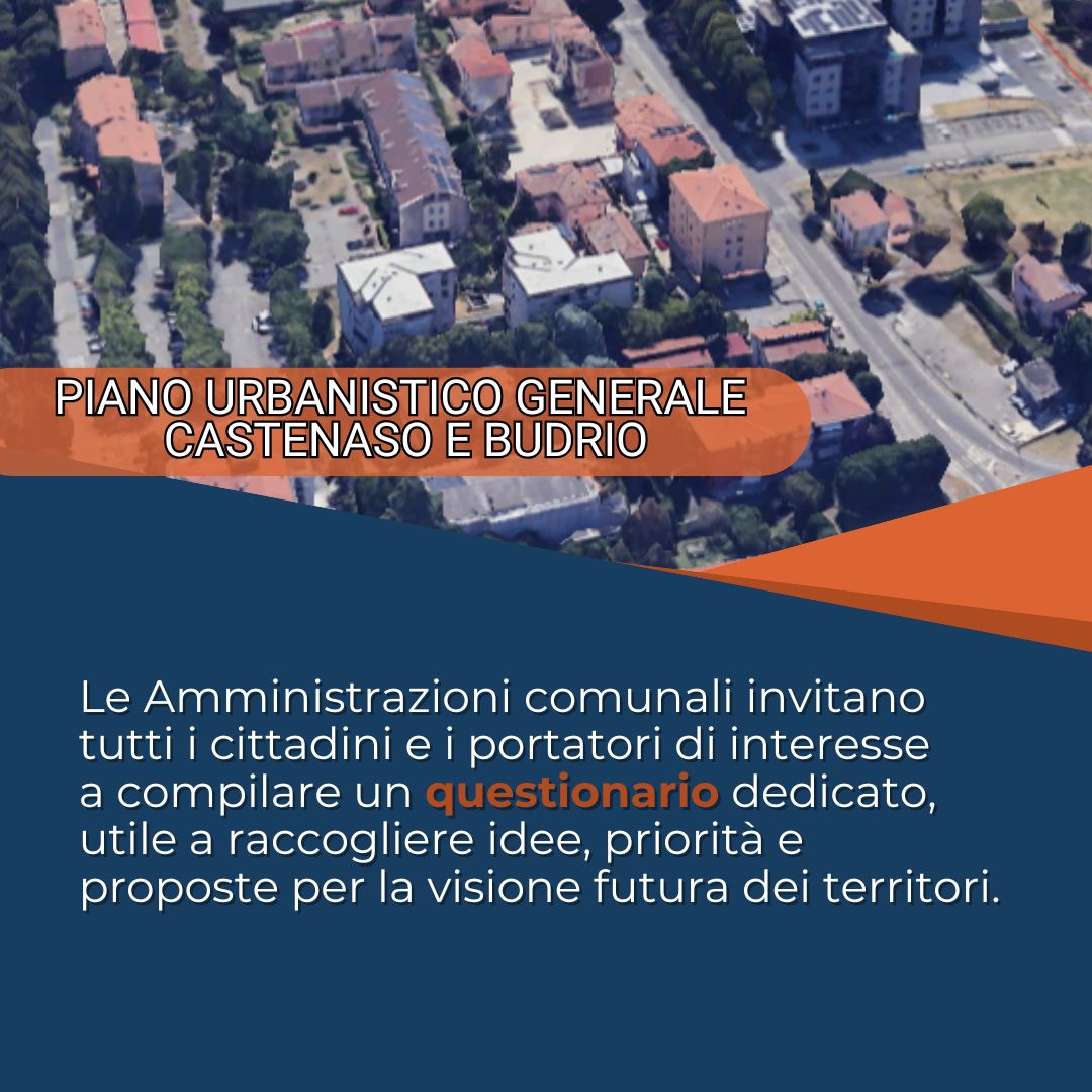 Immagine informativa del PUG. Informazione del questionario, per condividere idee e proposte sul futuro del territorio.