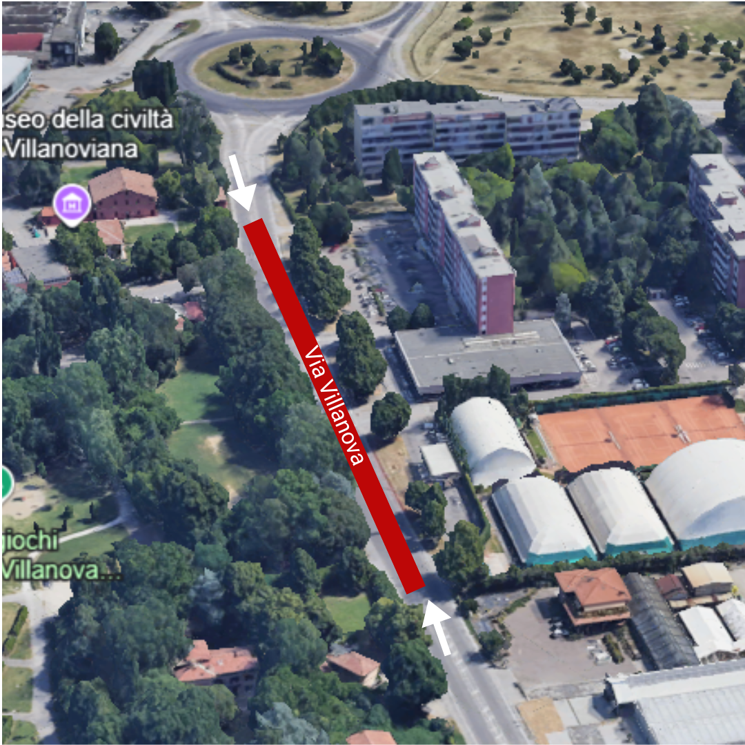 Fotografia google earth, riasfaltatura della via Villanova