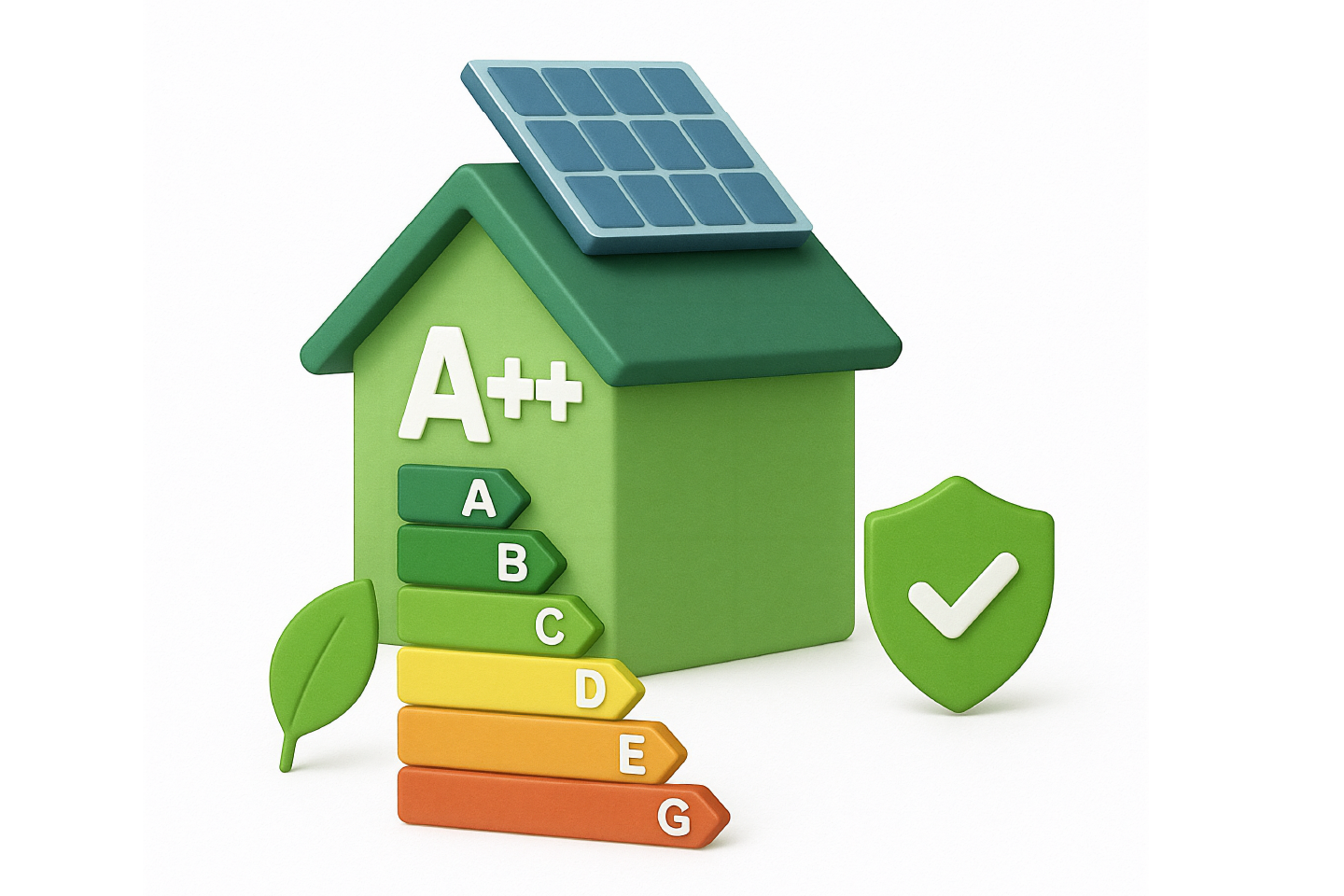 Una casetta stilizzata con contrassegnata A++ per l'efficienza energetica