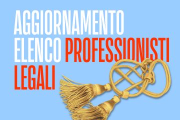 Su fondo azzurro due cordoniere con la scritta "Aggiornamento elenco professionisti legali"