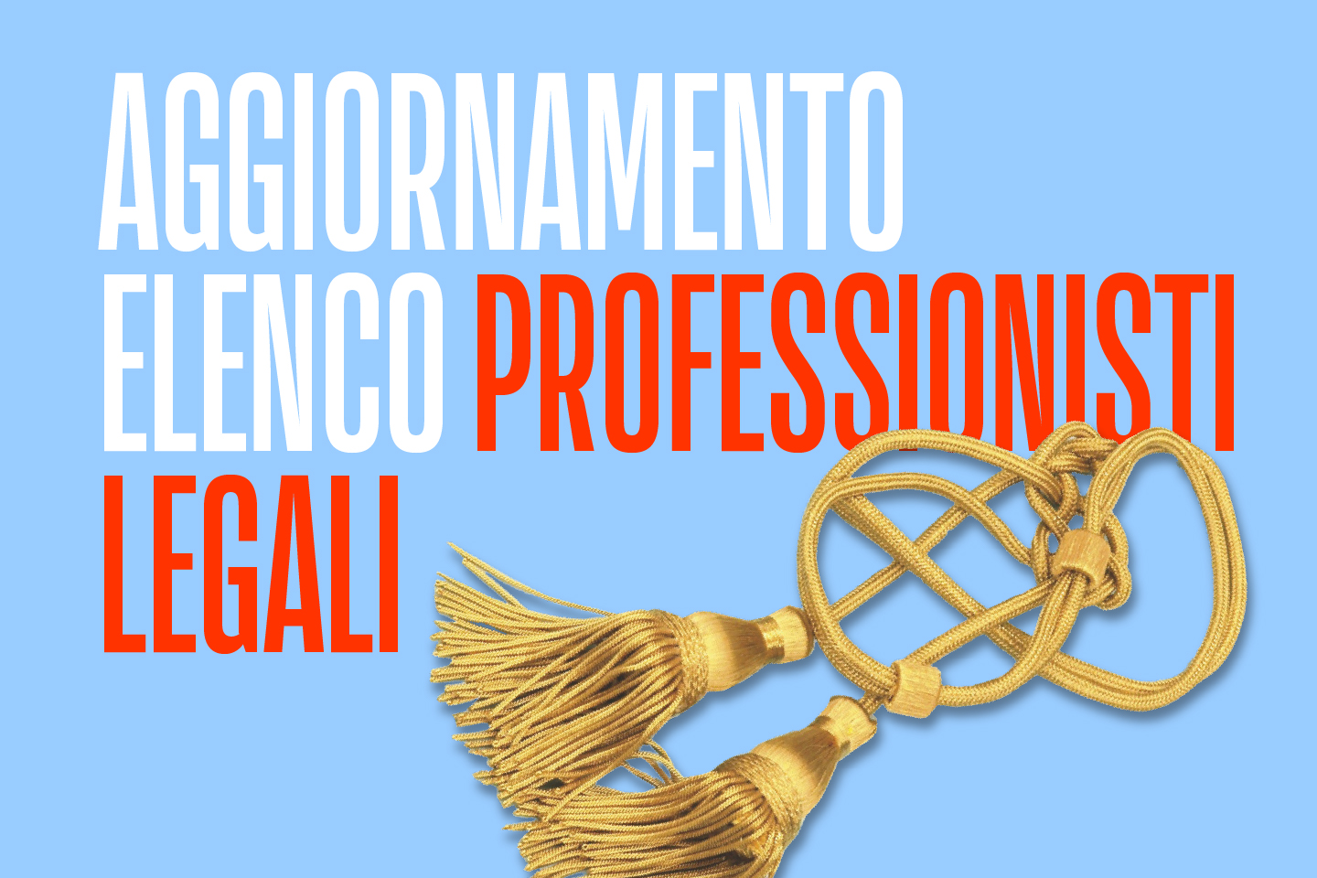 Su fondo azzurro due cordoniere con la scritta "Aggiornamento elenco professionisti legali"