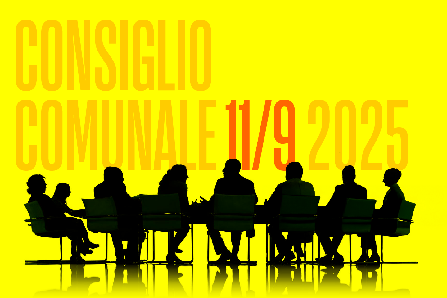 illustrazione con tavolo istituzionale e rappresentanti comunali seduti attorno al tavolo