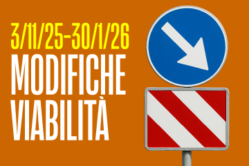 un cartello stradale con la scritta "modifiche viabilità 3/11/2025 - 30/1/2026