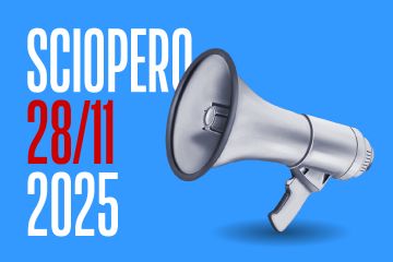 megafono con scritta "Sciopero 28 novembre 2025"