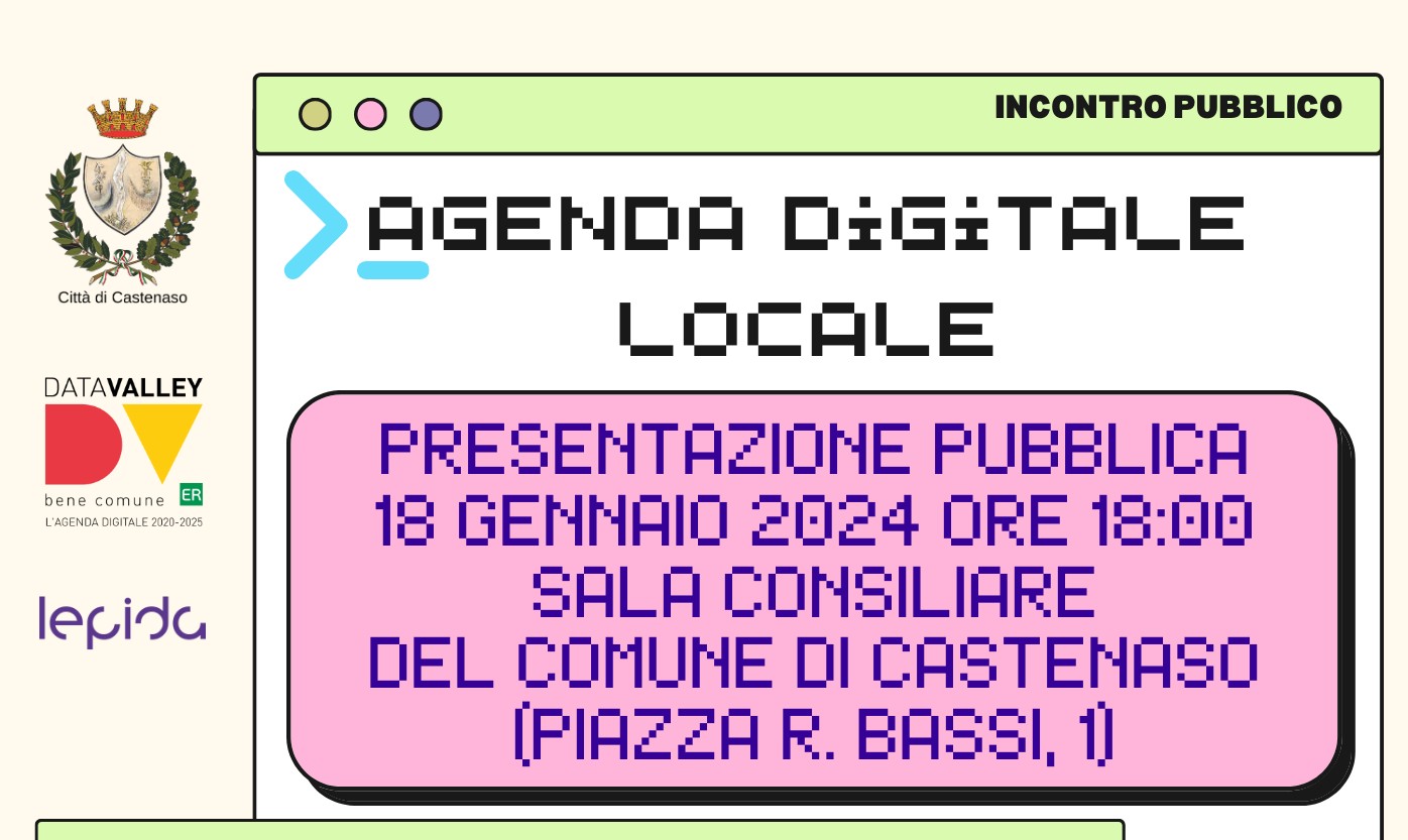 Rivedi l'incontro di presentazione dell'Agenda digitale del Comune di  Castenaso. Menzione speciale del Politecnico di Milano - Città di Castenaso